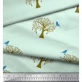 thumbnail image 2 of Soimoi Moss Tissu Georgette Imprimé Oiseaux & Arbres 1 Yard 42 Pouces de Large, 2 of 3
