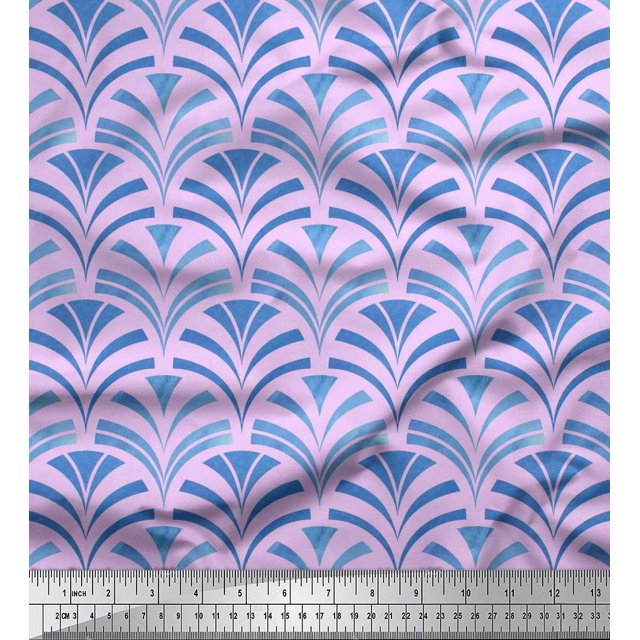 Soimoi Rayon Fabric Scales Geometric Print Sewing Fabric Yard 56 Inch Wide