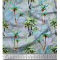 thumbnail image 1 of Soimoi Polyester Crepe Fabric Check,Text & Coconut Tree Print Sewing Fabric Yard 42 Inch Wide, 1 of 2