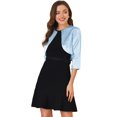 thumbnail image 1 of INSPIRE CHIC Boléro Cardigan en Satin Uni Élégant pour Femme, Ouvert à l'Avant, Manches 3/4, 1 of 6