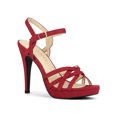 thumbnail image 1 of BLISSFUL STEP Sandales à Talons Aiguilles à Plateforme à Brides et Bride Arrière pour Femmes Rouge 9,5, 1 of 8