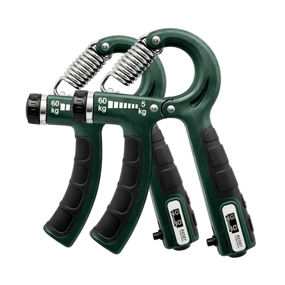 Hand Grip Strengthener 2-Pack Adjustable Resistance 11–132 lb (5–60kg), Forearm Trainer, Compact Hand Exerciser for Home Office Rehab, Green