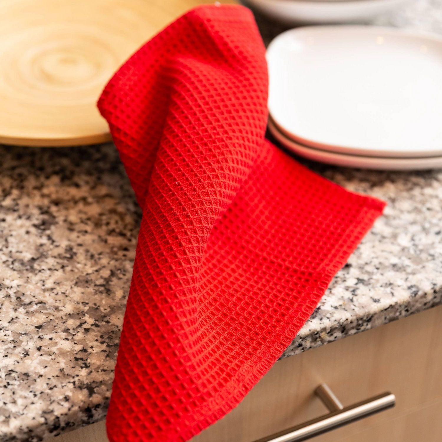 FabStyles Broadway Waffle Dishcloth Towel, Set of 6, Ring-Spun Cotton, Absorbent