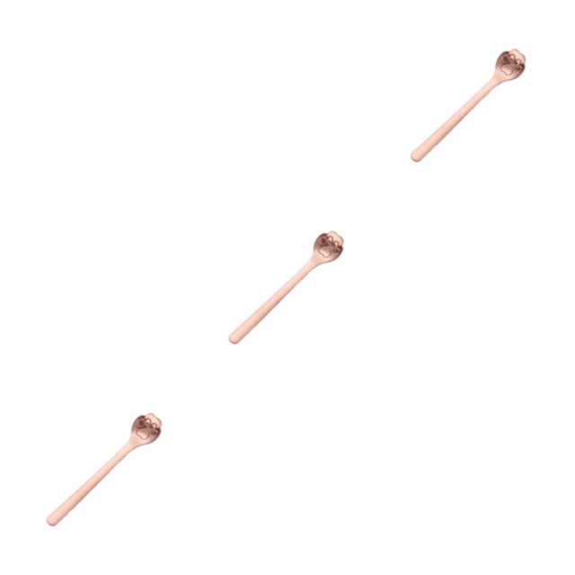 Redempat Cute Tea Spoon Exquisite Stainless Steel Spoon For Tea Drinking Teaware cat paw rose gold 1 3Set