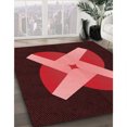 thumbnail image 3 of Ahgly Company Tapis Rectangulaire Lavable en Machine Intérieur Transitionnel Rouge Bordeaux, 7 Pieds x 10 Pieds, 3 of 7
