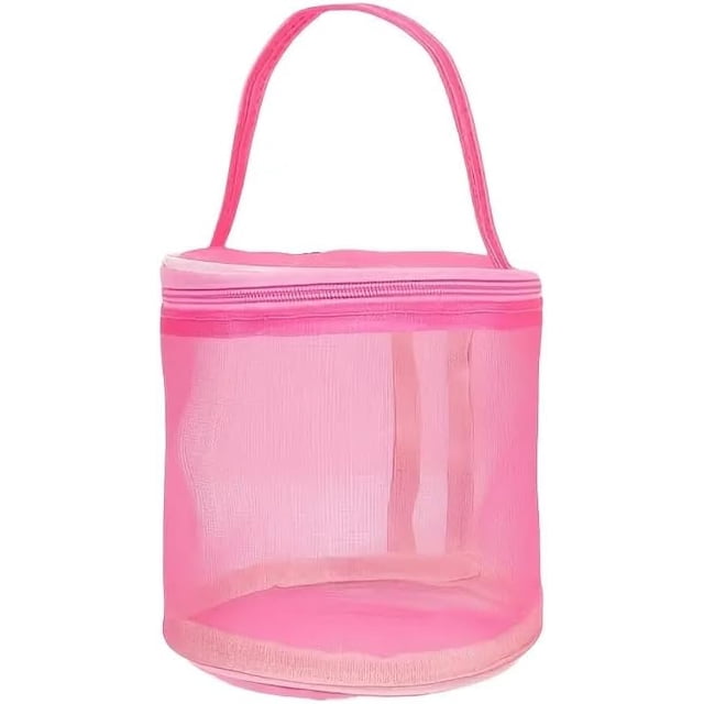 Yarn Storage Organizer Bag, Crochet Kit for Beginners, Yarn Holder, Thread Storage, Knitting Crochet Bag Organizer, Large Capacity Organizers with Spinning Drum Design & Drawstring Lid,pink