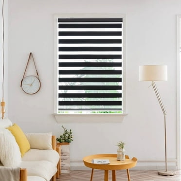 Cordless Zebra Blinds for Patios and Windows - Midnight Black : 58" X 84" Height (can roll down to 84" Lenght and and stop at your desired height)