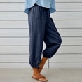 thumbnail image 4 of Baisses d'Été! Georges Pantalons de Randonnée Joggers Mode Femmes Été Décontracté Amples Coton et Lin Poche Pantalons Unis Pantalons, 4 of 9