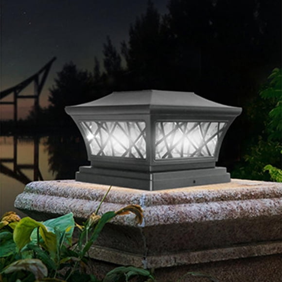 Feltree Lampe Solaire à Capuchon pour Poteau avec Capteur de Lumière, Lampe Supérieure Étanche pour Clôture pour Pilier Extérieur, Décoration de Jardin, Recharge Auto Marche/arrêt