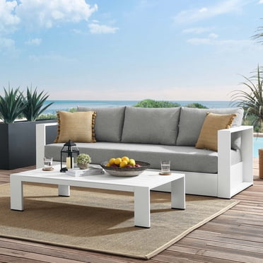 Modway Tahoe Ensemble de Patio Extérieur en Aluminium Thermolaqué de 2 Pcs en Blanc Gris