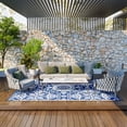 thumbnail image 2 of Outsunny Waterproof Outdoor Rug with Carry Bag 9' x 12' Blue & White Flower, 2 of 10