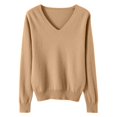 thumbnail image 1 of Timegard Womens Sweaters V Neck Knit Pullover Fall Winter Casual Fitting Comfy Long Sleeve Bottom Tops, 1 of 5