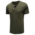 thumbnail image 3 of Innerwin Blouse Crew Neck Mens Summer Tops Work Henley Collar Regular Fit T Shirts Army Green XL, 3 of 5