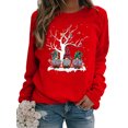 thumbnail image 1 of Bellella Pull pour Femmes Col Rond Sweat-Shirts de Noël Imprimé Gnome Sweat-Shirt Chaud à Manches Longues Femme Rouge TP, 1 of 2