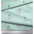 thumbnail image 3 of Soimoi Poly Georgette Fabric Carrot & Rabbit Dots Print Fabric by the Yard 42 Inch Wide, 3 of 5