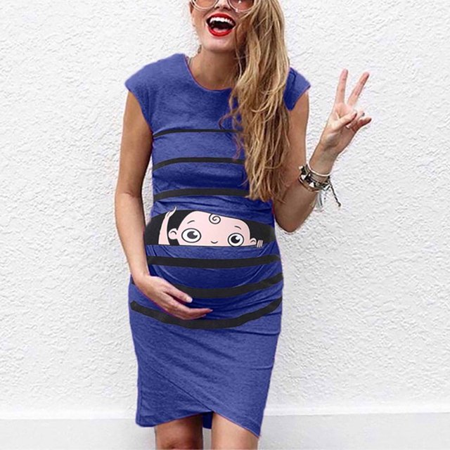 Vêtements de Grossesse Offres de l'Action de Grâce Liquidation Été Vêtements de Maternité pour Femmes Col Rond Manches Courtes Volants Pli Hauts de Grossesse