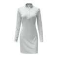thumbnail image 3 of CEHVOM Femmes Casual Slim Couleur Unie à Manches Longues Fesses Draw Back Robe, 3 of 4