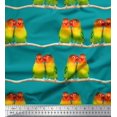 thumbnail image 1 of Soimoi Rayon Fabric Branch & Colorful Parrot Bird Printed Fabric 1 Yard 42 Inch Wide, 1 of 3
