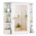 thumbnail image 1 of Gymax Armoire de Rangement Murale pour Salle de Bain avec Miroir et Tablettes Ajustables, Blanc, 1 of 10