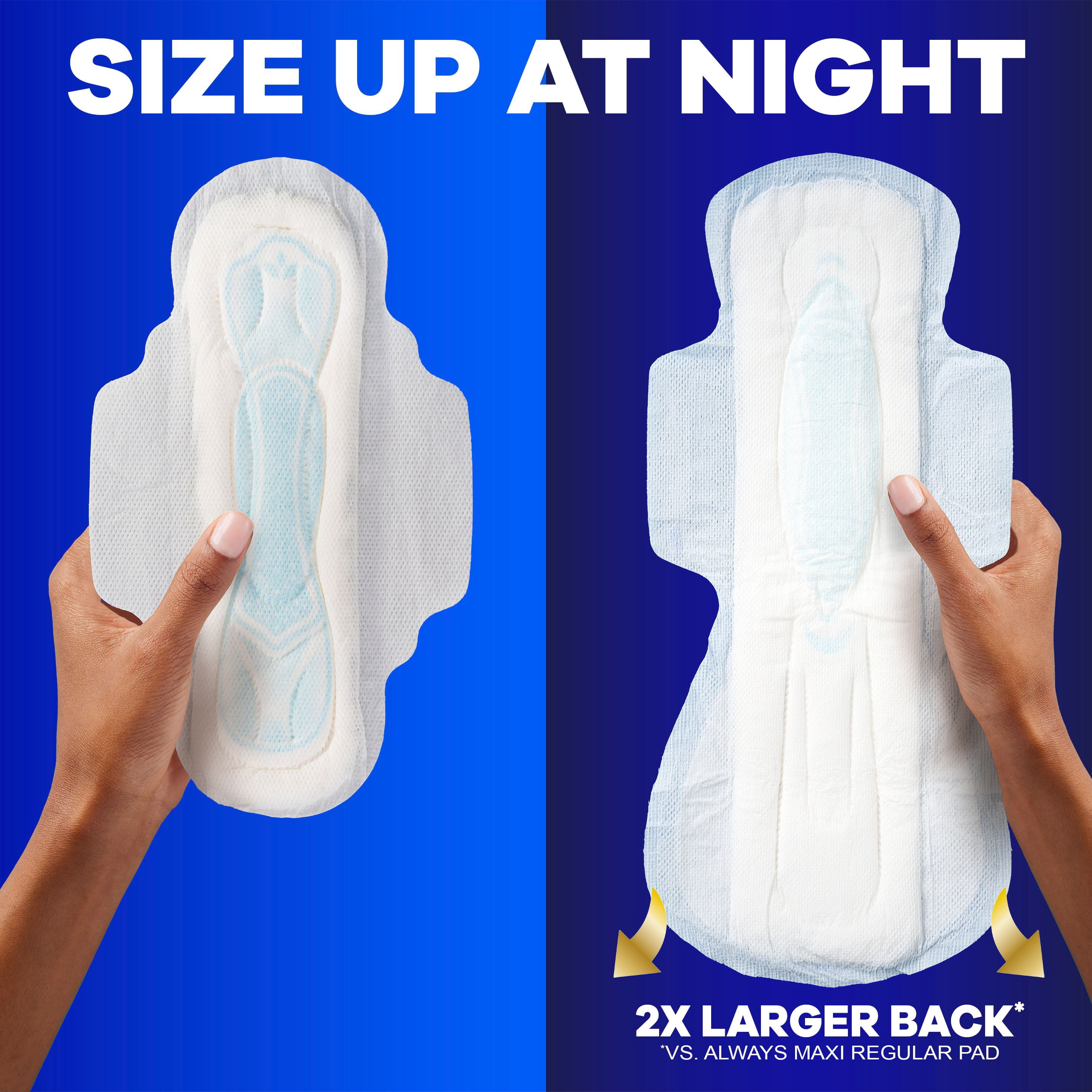 Always Maxi Serviettes Hygiéniques de Nuit avec Ailes pour Femmes, Taille 5, Absorption de Nuit Très Abondante, Non Parfumées