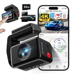 REDTIGER A4 Dash Cam, Dash Cam Front and Rear with WiFi & GPS, 2160P UHD 2.2inch Touch Screen 4K DashCam with Night Vision, G-Sensor, Voice Control, Free 64GB