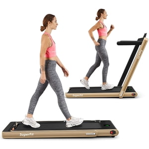 YOYO 2 en 1 Tapis roulant pliant, 2.25HP sous bureau tapis roulant électrique, sans installation avec haut-parleur Bluetooth, télécommande et LED Affichage, jogging à pied pour l'utilisation de la maison