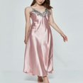 thumbnail image 2 of Pyjama en Satin de Soie pour Femmes, Col en V, Longue Chemise de Nuit Sans Manches, 2 of 5