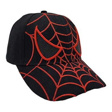 Kid's Youth Spider Man Hat - Adjustable Baseball Cap (Black Spider Eyes)