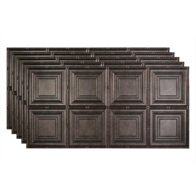 Fasade Decorative Vinyl Ceiling Panel 2ft x 4ft 5 Pack Smoked Pewter