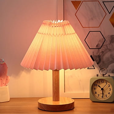 EGNMCR Lampe de Bureau, Lampe de Table pour Chambre Lampe de Chevet à Gradation Infinie avec Abat-Jour en Tissu Couleur Lin en Forme d'Ombelle pour Salon Bureau Dortoir Bois Massif Ampoule DEL Incluse Lampe de Bureau