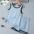 thumbnail image 2 of MIASHUI Boys Tank Shorts Set Two Piece Summer Sleeveless Outfits Pajamas,Blue,3-4 Years, 2 of 5
