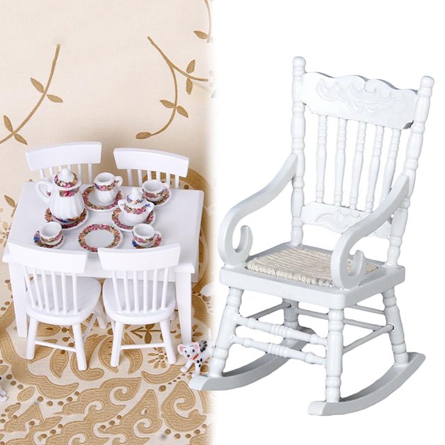 Chaise de Maison de Poupée Créative Mini Taille Modèle de Chaise Berçante Mobilier de Maison de Poupée