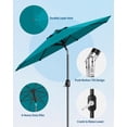 thumbnail image 2 of 9FT Outdoor Patio Umbrella with Crank Lift, Double Layer Wind Vent & Push-Button Tilt,UV Protection, Waterproof, Heavy Duty 8 Rib Design for Deck, Pool, Garden, 2 of 7