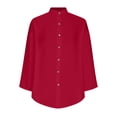 thumbnail image 4 of Timegard Chemises pour Femmes en Coton et Lin à Boutons, Col à Revers, Blouse à Manches 3/4, Hauts d'Automne avec Poches, 4 of 5