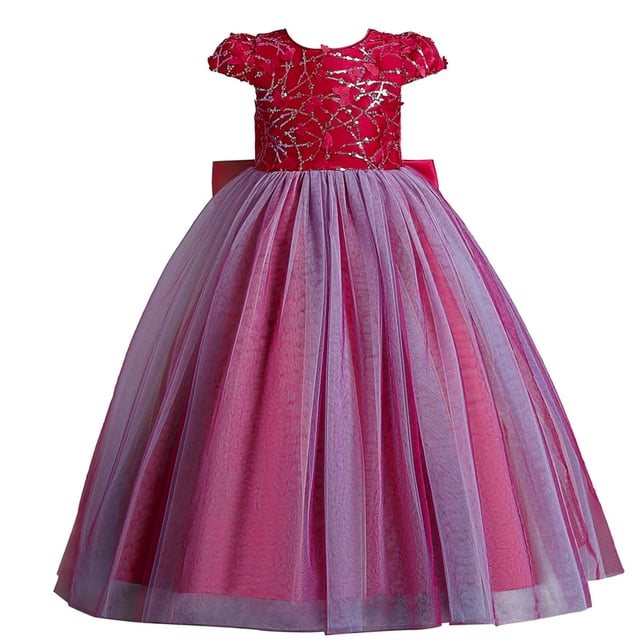 Princess Robe pour Filles Robe pour Enfants Filles Sans Manches Princess Robe Papillon Robe en Tulle à Paillettes Robe Tuftée