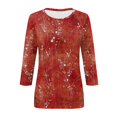 thumbnail image 4 of Hauts pour Femmes Décontractés Été Mode pour Femmes T-shirt Ample Imprimé Blouse à Manches 3/4 Col Rond Hauts Décontractés Hauts pour Femmes Aguichant Décontractés en Liquidation, 4 of 5