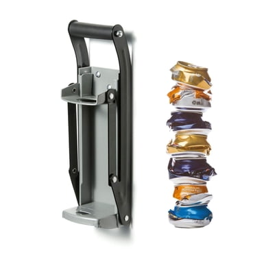 Starfrit Can Crusher, Wall Mounted, Crushes Cans & Bottles, Soft Grip Handle, Cap Opener, Recycle Aluminum Cans & Plastic Bottles up to 5.9", Easy to Install, Space-Saving Design