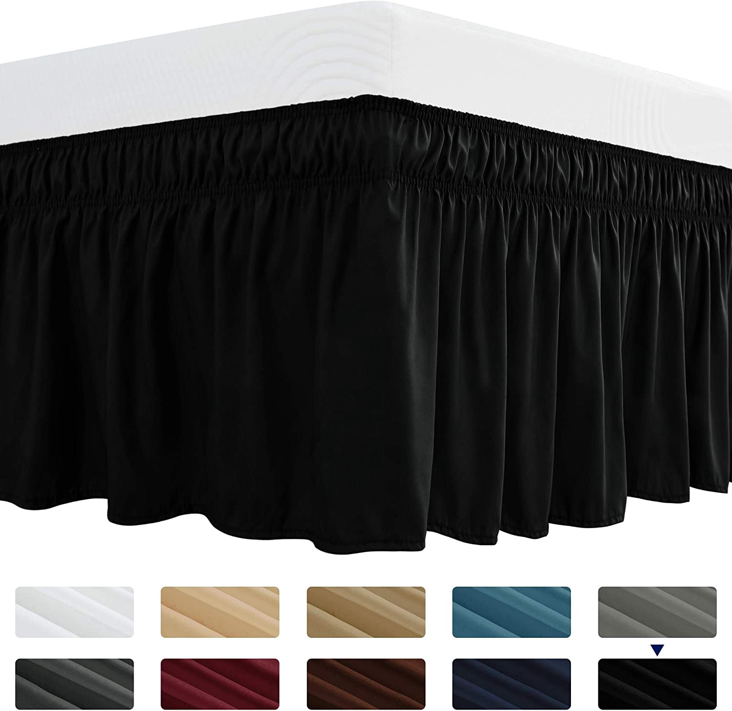 Subrtex Easy Fit Bed Skirts , Wrap Around Dust Ruffle with Long Tailored Drop