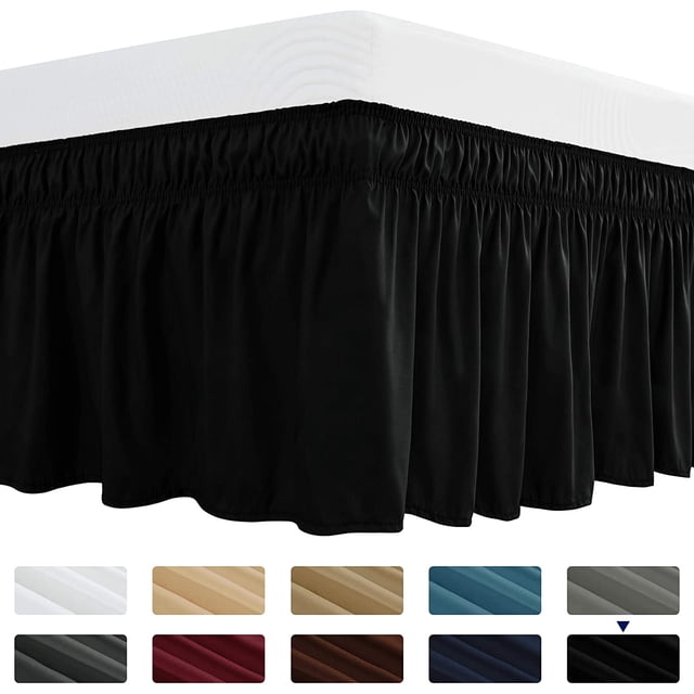 Subrtex Jupe de Lit à Ajustement Facile, Volant Anti-Poussière Enveloppant avec Long Tombé Ajusté