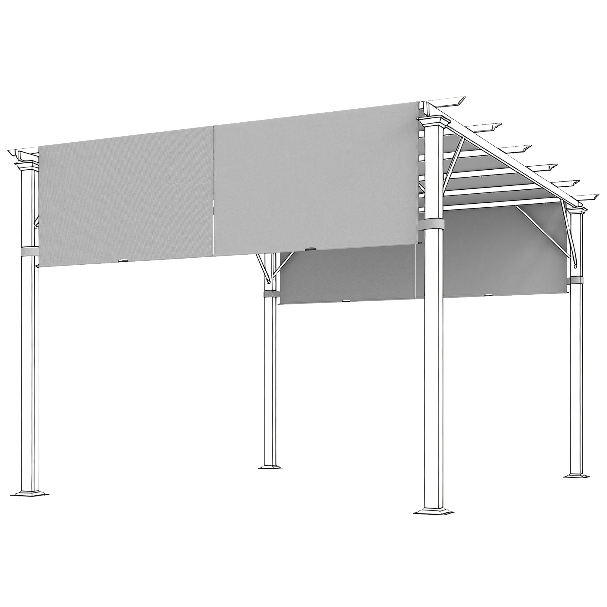Outsunny 2 Pcs 16 x 4ft Pergola Shade, UV Protection Pergola Canopy, Grey