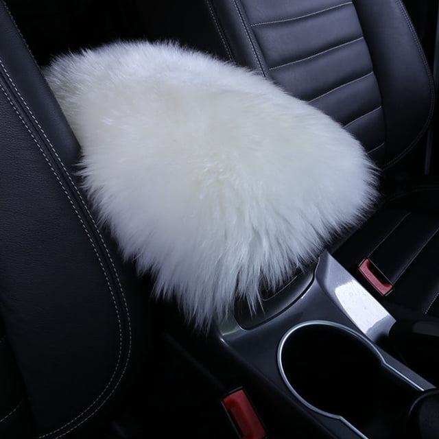 Universal Car Armrest Seat Cushion Auto Center Console Faux Leather Plush Mat Winter Warm Soft Pad