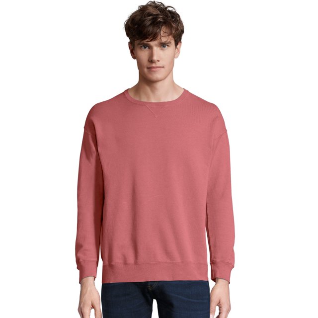 Hanes Mens Big ComfortWash Garment Dyed Fleece Sweatshirt, M, Nantucket Red