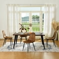 thumbnail image 3 of Homy Casa 63 inch Modern Dining Set, Dining Table with 4 Chairs, Beige Fabric, 3 of 10