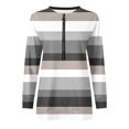 thumbnail image 4 of 2023 Chandail de Mode pour Femmes Rabais de 50 % Liquidation Hauts pour Femmes Automne Manches Longues Chandail Ample Chemise Chic Décontractée Chandails à Rayures à Col Rond pour Dames, 4 of 5