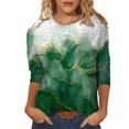 thumbnail image 1 of IROINNID Économies Polyester T-shirt à Manches Longues pour Femmes T-shirt Imprimé de Loisirs Blouse Mi-Longue Col Rond Hauts, Vert, 1 of 4