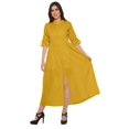 thumbnail image 1 of Moomaya Long Button Down Shirts For Women Front Slit A-Line Kurtis Summer Kurta, 1 of 5