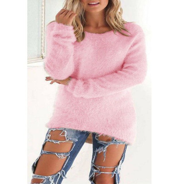 Chandail en Molleton Duveteux d'Hiver pour Femmes, Chandail Simple, Hauts, Blouse