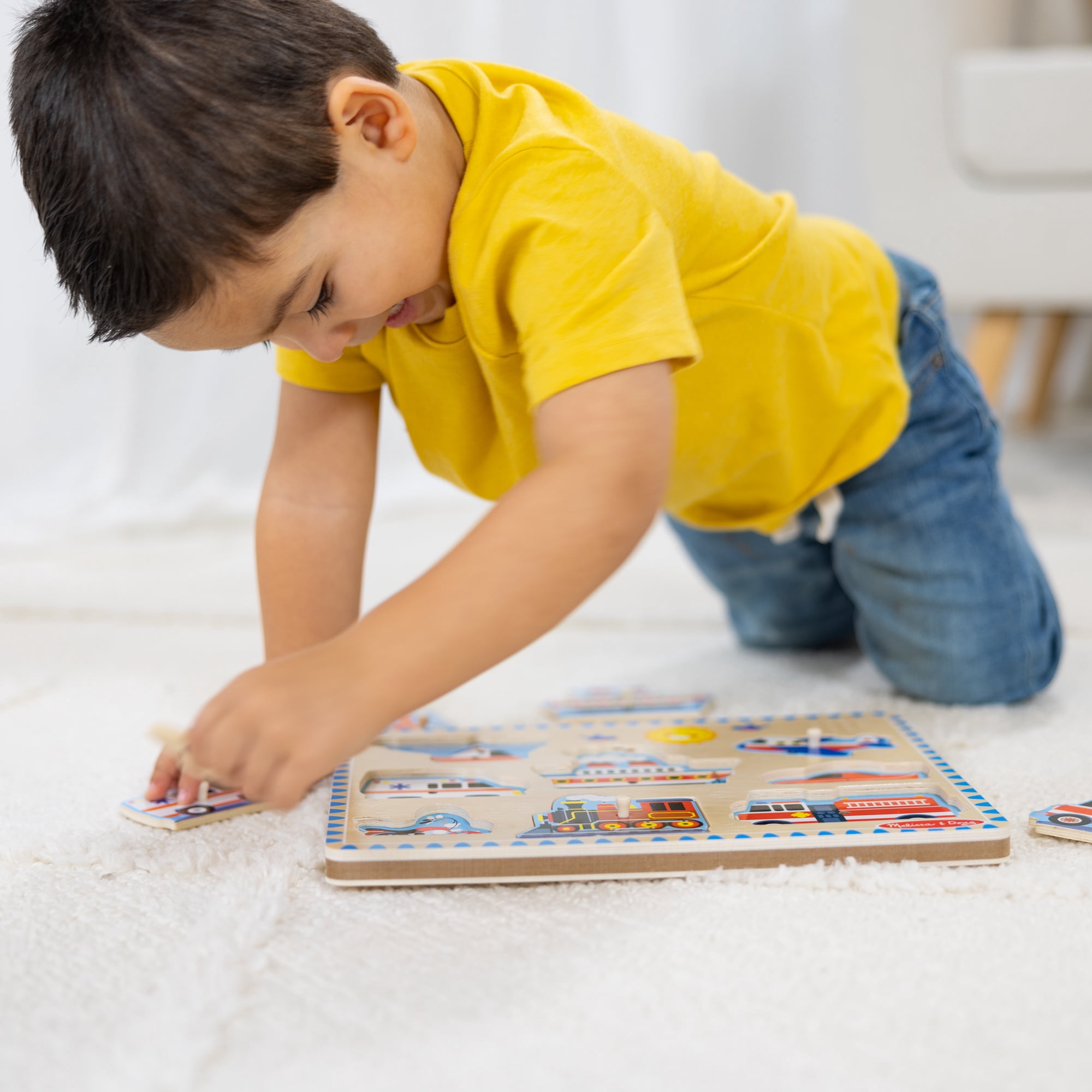 Melissa & Doug Véhicule Puzzle sonore - Puzzle en bois avec effets sonores activés par la lumière (8 pièces)