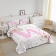 thumbnail image 3 of Erosebridal Ensembles de Literie Initiale A-Z de Rêve Très Grand avec Couette, Insert de Couette Lettre Initiale W, Déco Rose Rose, Réversible 3 Pcs, 3 of 8