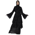 thumbnail image 1 of Bimba Printed Islamic Muslim Abaya Dress For Women Front Button Placket Layered Dresses, 1 of 7